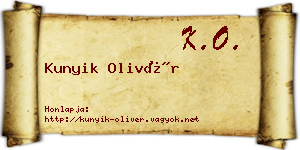 Kunyik Olivér névjegykártya